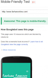 mobile friendly google test