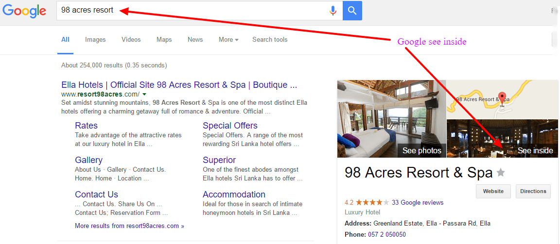 Google See Inside 98 acres resort